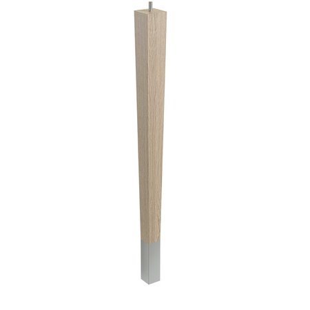 DESIGNS OF DISTINCTION 24" Square Tapered Leg with bolt and 4" Brushed Aluminum Ferrule - White Oak 01241024WKBA6